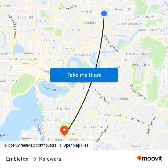 Embleton to Karawara map