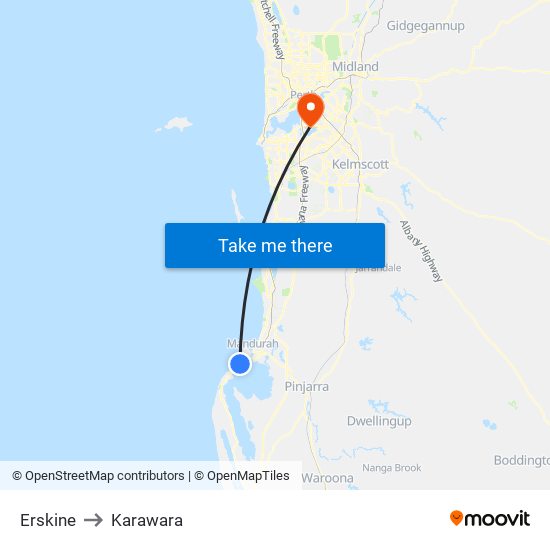 Erskine to Karawara map