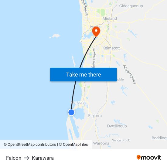 Falcon to Karawara map