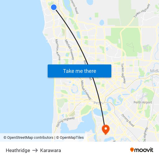 Heathridge to Karawara map
