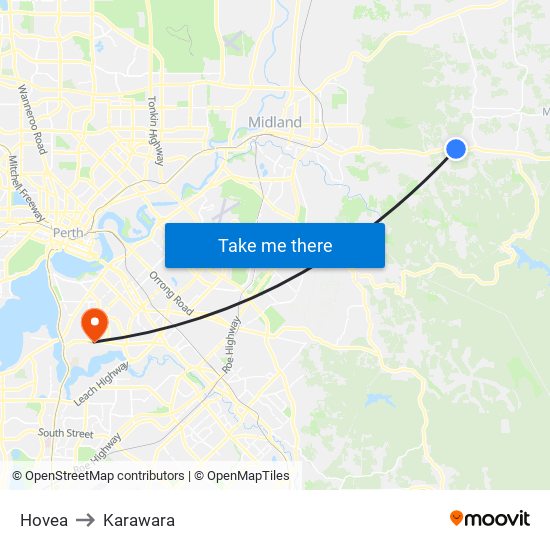 Hovea to Karawara map