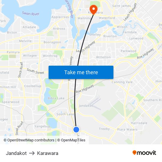 Jandakot to Karawara map