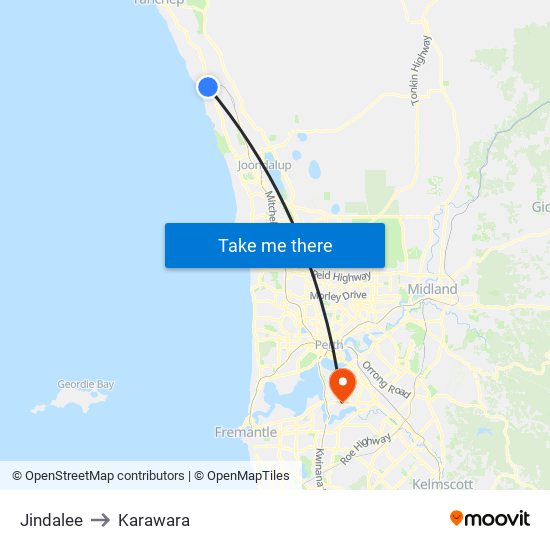 Jindalee to Karawara map
