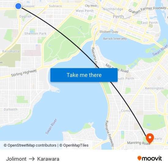 Jolimont to Karawara map