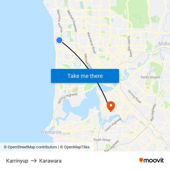 Karrinyup to Karawara map