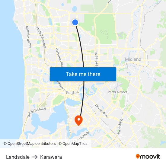 Landsdale to Karawara map