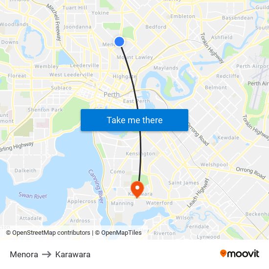 Menora to Karawara map