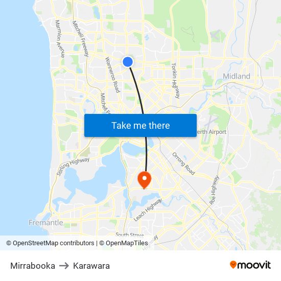 Mirrabooka to Karawara map