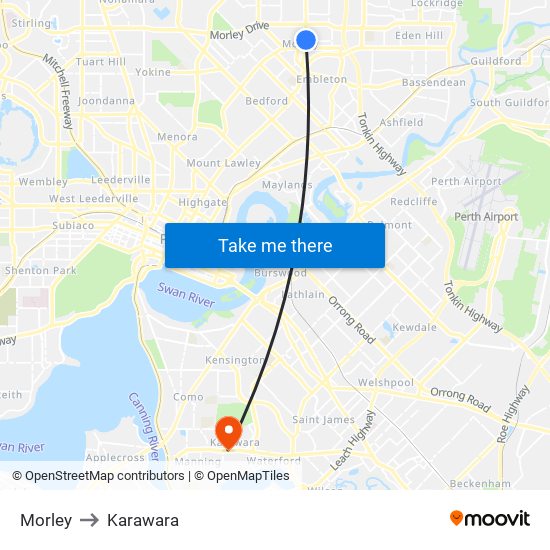 Morley to Karawara map