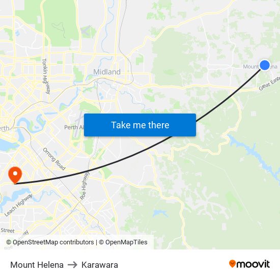 Mount Helena to Karawara map