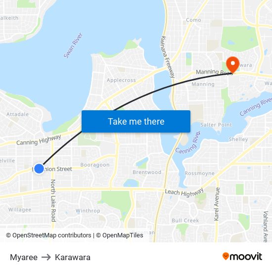 Myaree to Karawara map