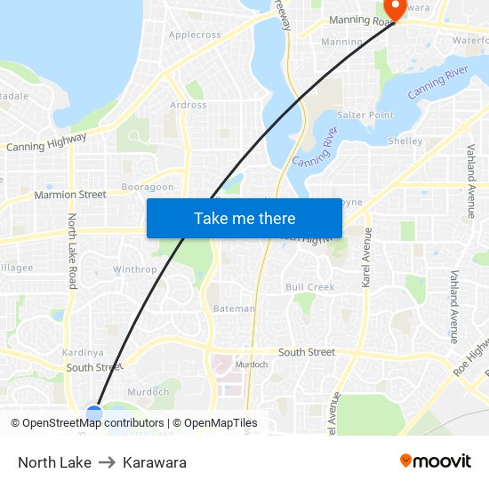 North Lake to Karawara map