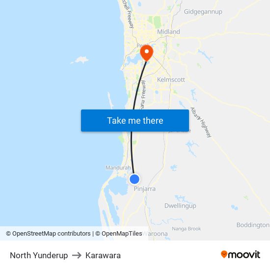 North Yunderup to Karawara map
