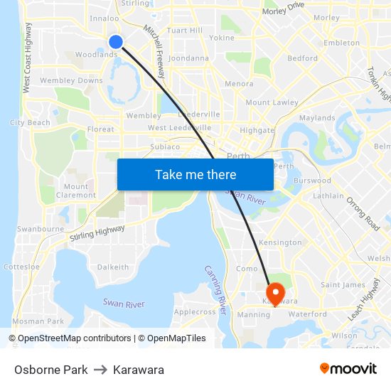 Osborne Park to Karawara map