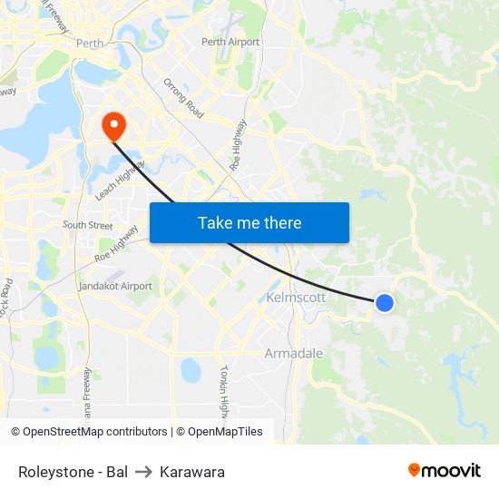 Roleystone - Bal to Karawara map