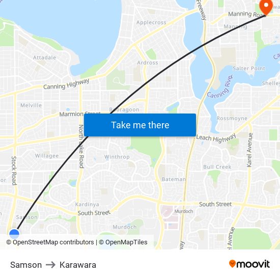 Samson to Karawara map