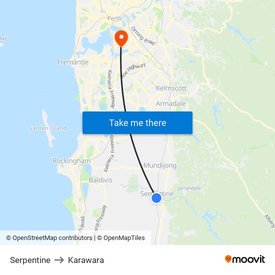 Serpentine to Karawara map