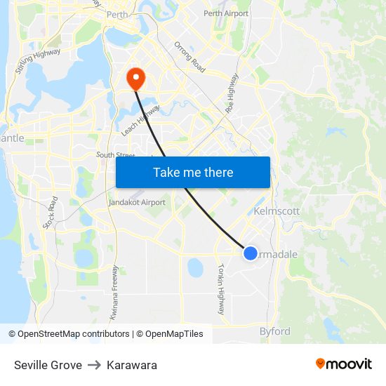 Seville Grove to Karawara map