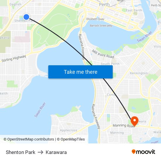 Shenton Park to Karawara map