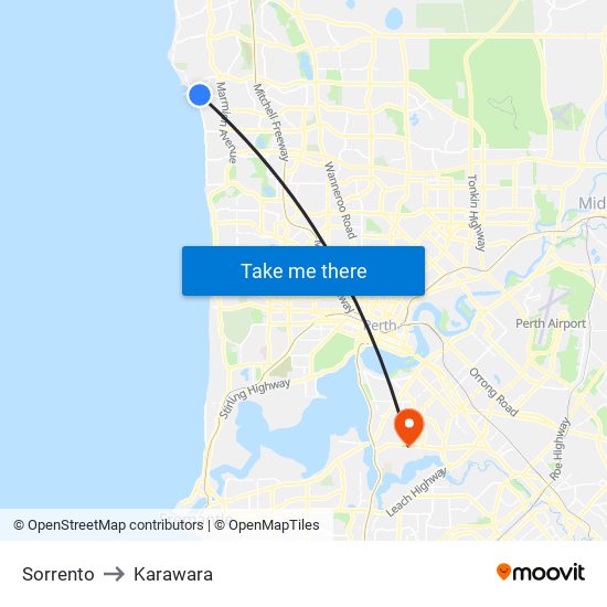 Sorrento to Karawara map