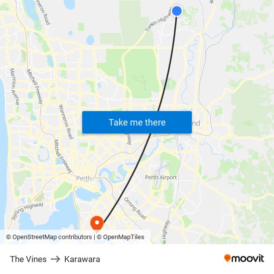 The Vines to Karawara map