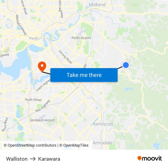 Walliston to Karawara map