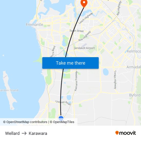 Wellard to Karawara map