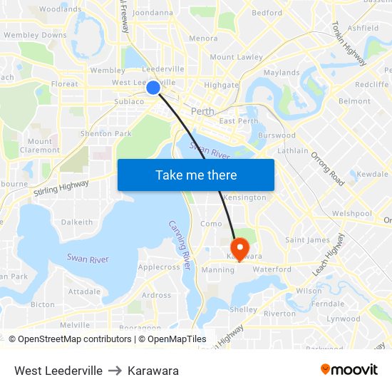 West Leederville to Karawara map