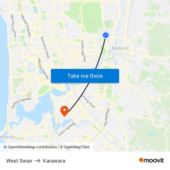 West Swan to Karawara map