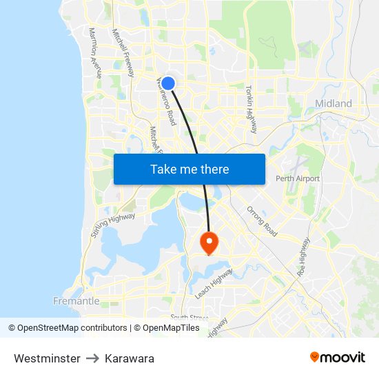 Westminster to Karawara map