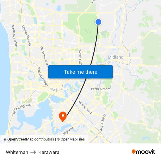 Whiteman to Karawara map