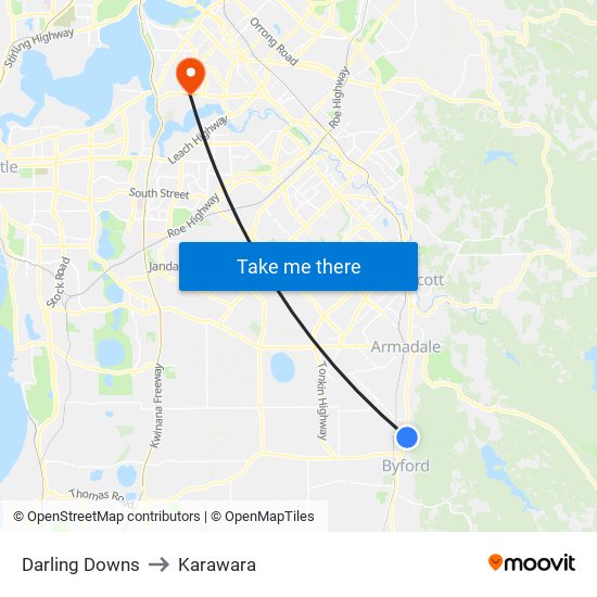 Darling Downs to Karawara map