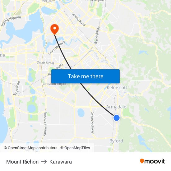 Mount Richon to Karawara map