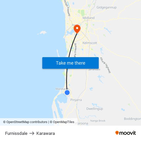 Furnissdale to Karawara map
