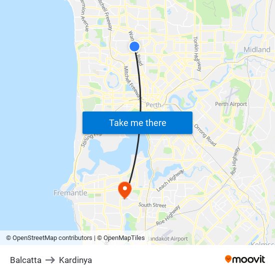 Balcatta to Kardinya map