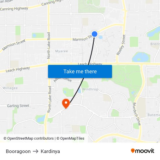 Booragoon to Kardinya map