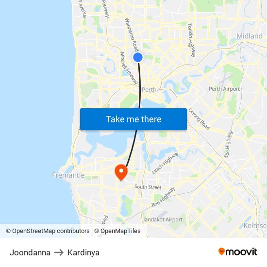 Joondanna to Kardinya map