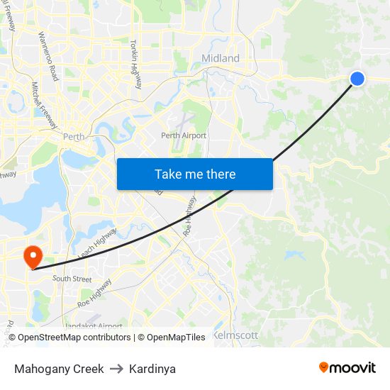 Mahogany Creek to Kardinya map