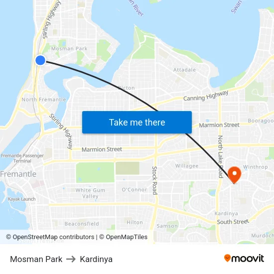 Mosman Park to Kardinya map