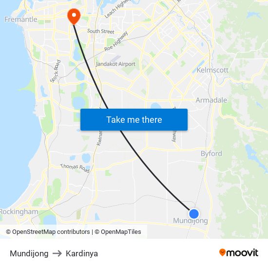 Mundijong to Kardinya map