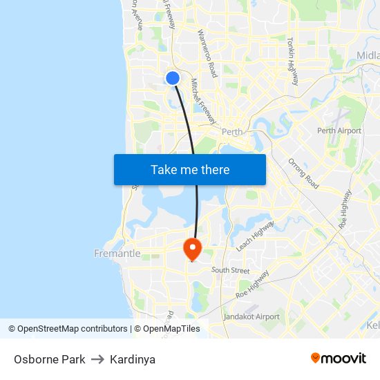 Osborne Park to Kardinya map