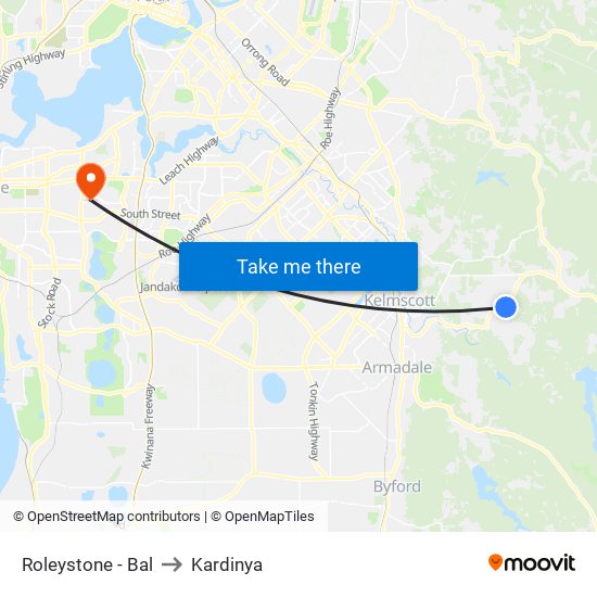 Roleystone - Bal to Kardinya map