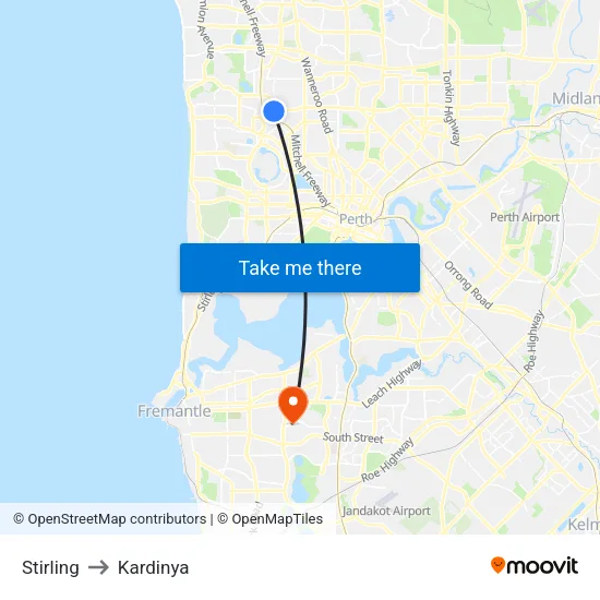 Stirling to Kardinya map