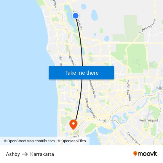 Ashby to Karrakatta map