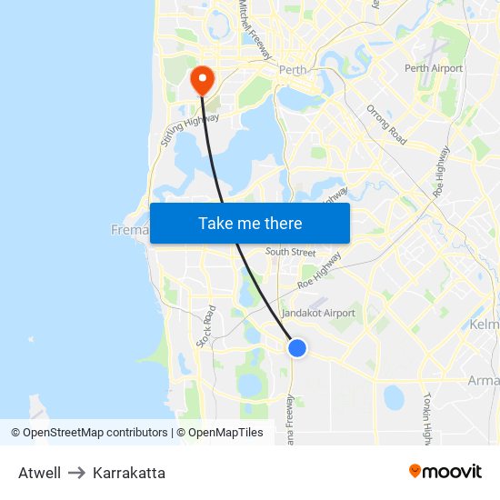 Atwell to Karrakatta map