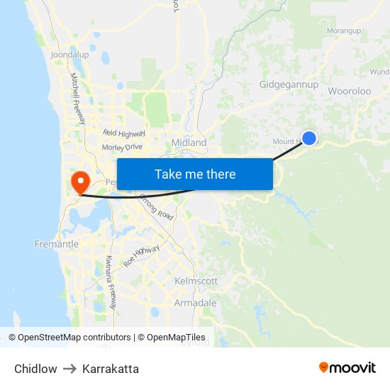 Chidlow to Karrakatta map