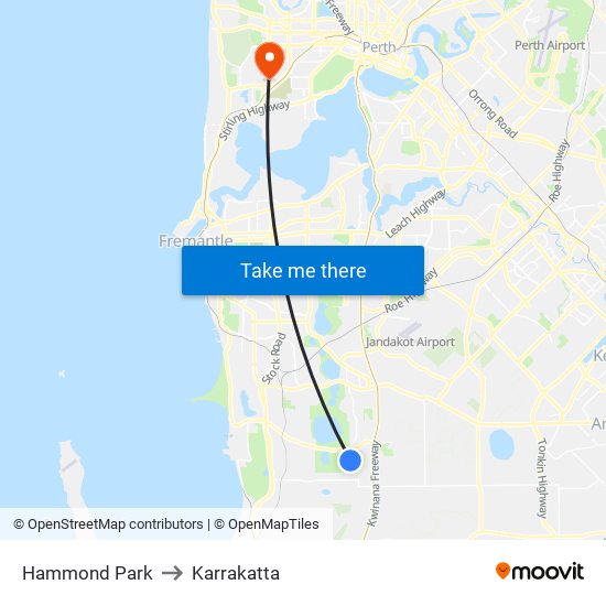 Hammond Park to Karrakatta map