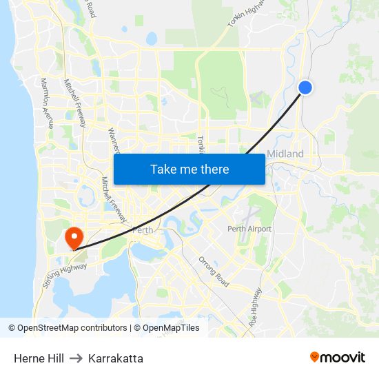 Herne Hill to Karrakatta map