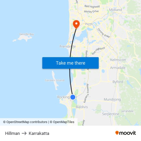 Hillman to Karrakatta map