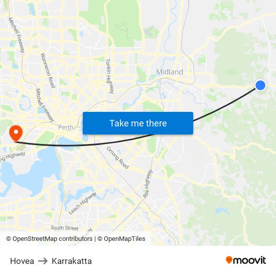 Hovea to Karrakatta map